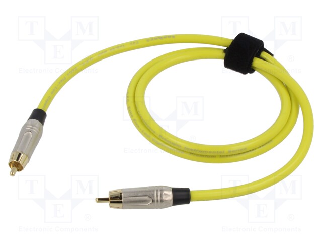 Cable; RCA plug,both sides; 1m; Plating: gold-plated; yellow