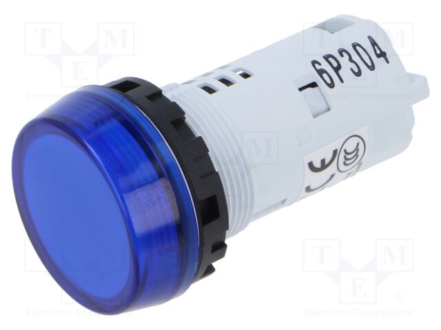 Control lamp; 22mm; YW; -20÷55°C; Illumin: LED; Ø22.5mm; IP65; blue