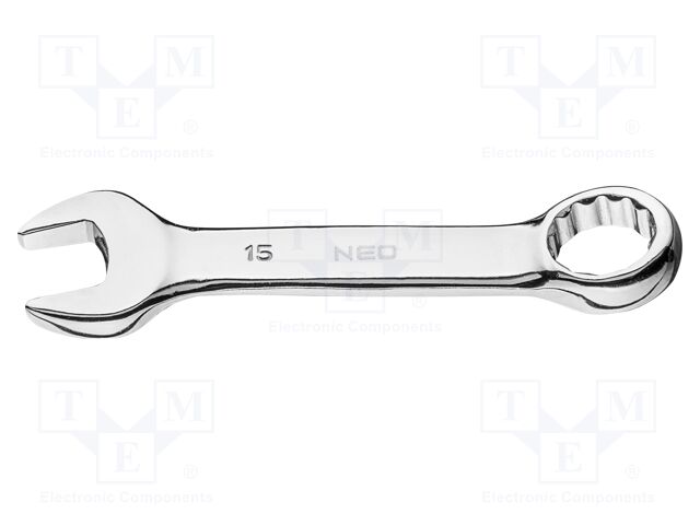 Wrench; combination spanner; 15mm; Chrom-vanadium steel; L: 118mm