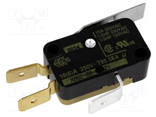 Microswitch SNAP ACTION; with lever; SPDT; 16A/250VAC; ON-(ON)