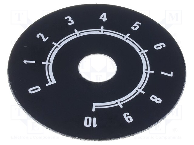 Scale; Range: 0 ÷ 10; Ø50mm; Øhole: 10mm; Mat: aluminium