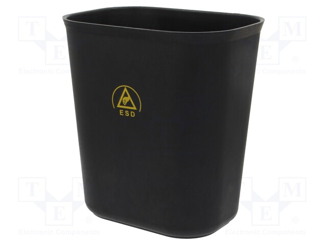 Waste bin; ESD; 280x220x310mm; 16l; Mat: polypropylene; black