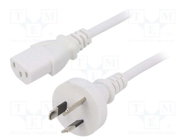 Cable; 3x0.75mm2; AS/NZS 3112 (I) plug,IEC C13 female; PVC; 1m