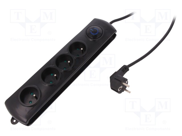 Plug socket strip: protective; Sockets: 4; 250VAC; 16A; 2.5m
