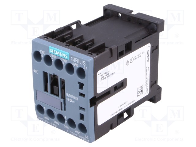 Contactor: 4-pole; NO x4; 230VAC; 10A; DIN,on panel; 3RH20