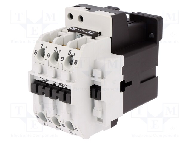 Contactor: 3-pole; NO x3; 24VDC; 25A; DIN,panel; CI 25; -40÷80°C