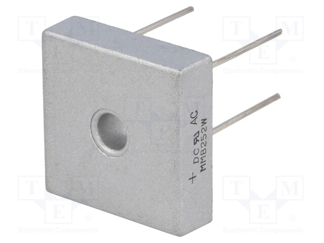 Single-phase bridge rectifier; Urmax: 200V; If: 25A; Ifsm: 400A