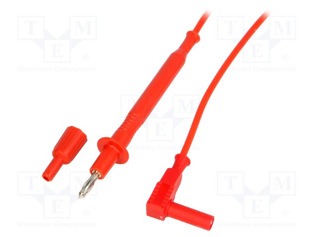 Test lead; 20A; probe tip,banana plug 4mm; with protection; red