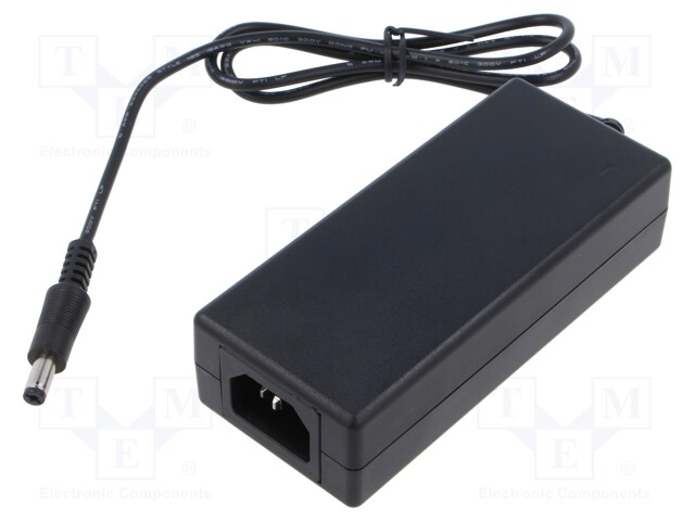 Power supply: switched-mode; 48VDC; 1.05A; Out: 5,5/2,1; 50W; 89%