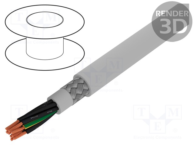 Wire; Pro-Met; 9G1,5mm2; tinned copper braid; PVC; grey; 300/500V