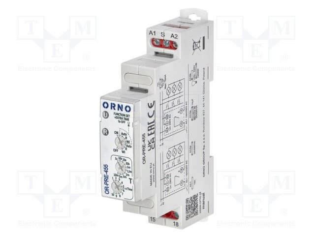 Timer; for DIN rail mounting; 230VAC; IP20; -20÷50°C; OUT: SPST-NO