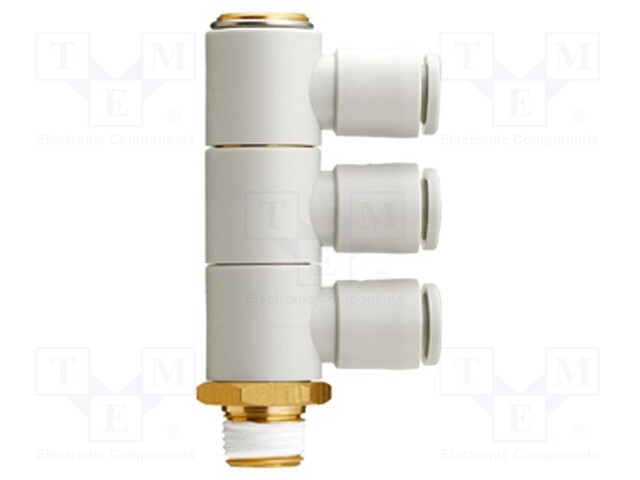 Push-in fitting; threaded,angled 90°; R 3/8"; outside; -1÷10bar