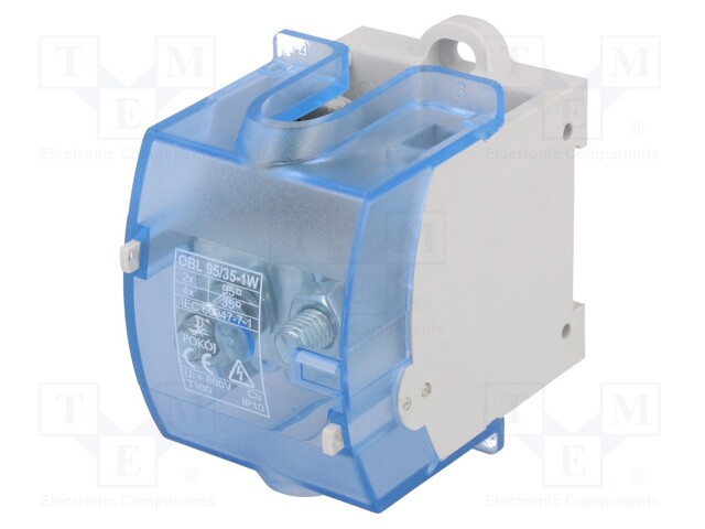 Splice terminal: rail; ways: 1; terminals: 5; grey; screw terminal
