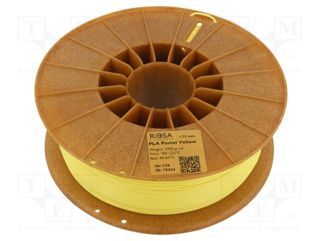 Filament: PLA Pastle; 1.75mm; yellow; 185÷225°C; 1kg