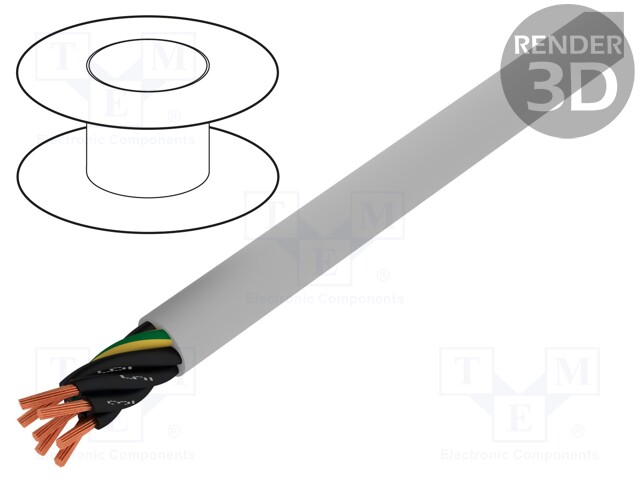Wire; stranded; Cu; Pro-Met; 7G0,75mm2; unshielded; grey; PVC; 100m