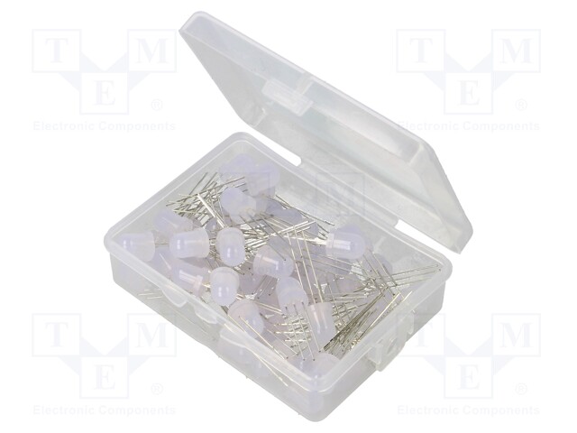 Kit: LED; 8mm; THT; 50pcs; red/green; 3÷15V; plastic box; 7.5÷8mA