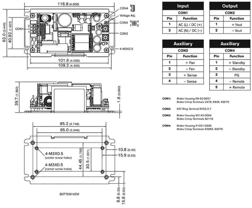 Power supply: switched-mode; open; 300W; 120÷370VDC; 85÷264VAC