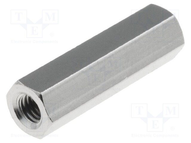 Screwed spacer sleeve; Int.thread: M3; 18mm; hexagonal; brass