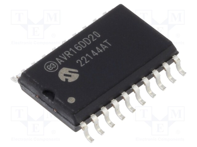 IC: AVR microcontroller; EEPROM: 256B; SRAM: 2kB; Flash: 16kB; Cmp: 1