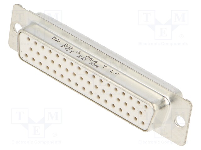 D Sub Connector, DB50, Standard, Receptacle, FCI D Series, 50 Contacts, DD, Solder Cup