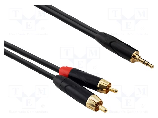 Cable; Jack 3.5mm plug,RCA plug x2; 4m; black; PVC