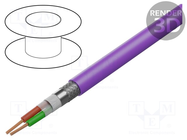 Wire; PROFIBUS SK; 1x2x24AWG; stranded; Cu; PVC; violet