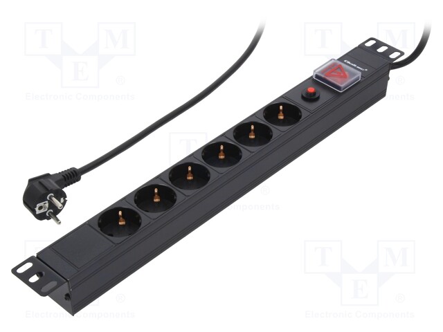 Plug socket strip: protective; Sockets: 6; 250VAC; 16A