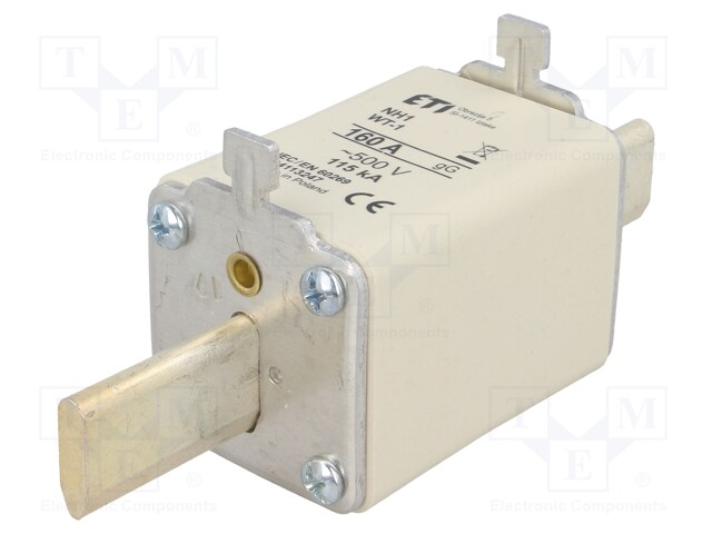 Fuse: fuse; gG; 160A; 500VAC; ceramic,industrial; NH1; WT-NH