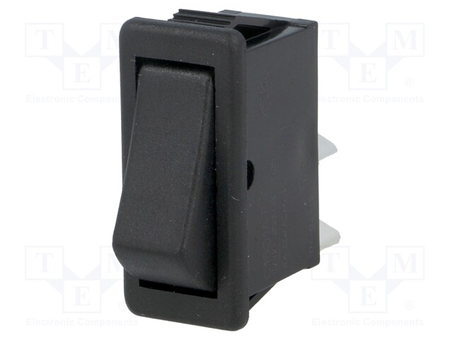 ROCKER; SPST; Pos: 2; (ON)-OFF; 16A/250VAC; black; none; Body: black