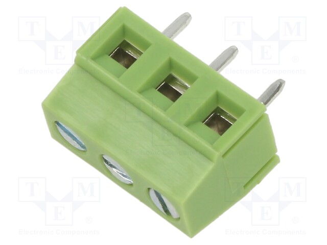 PCB terminal block; angled 90°; 5mm; ways: 3; on PCBs; 1.5mm2; 12A