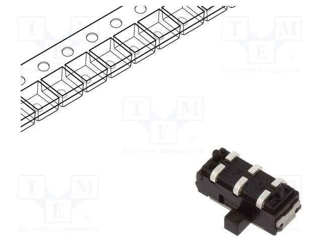 Slide Switch, Subminiature, DPDT, On-On, Surface Mount, JS Series, 300 mA