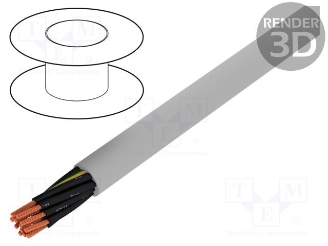 Wire; stranded; Cu; Pro-Met; 12G0,5mm2; unshielded; grey; PVC; 100m