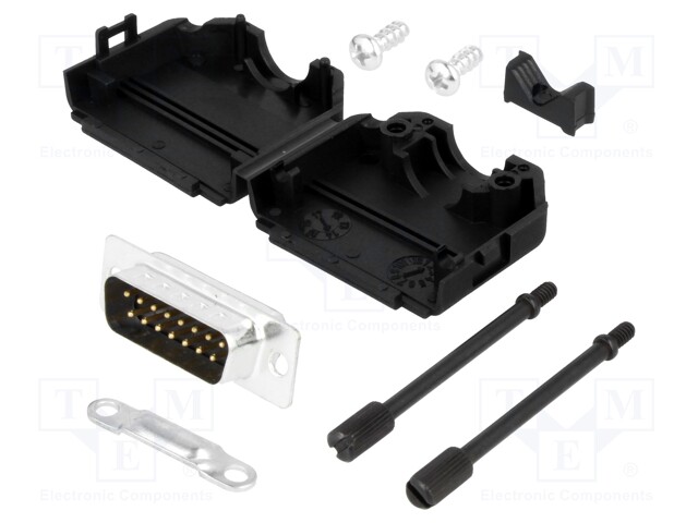 D-Sub; PIN: 15; plug; male; stamped and formed contacts; straight