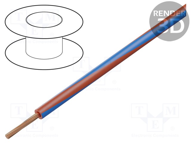 Wire; LgY; stranded; Cu; 0.75mm2; red-blue; PVC; 300/500V; 100m