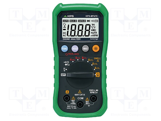 Digital multimeter; LCD (2000),with a backlit; I DC: 10A