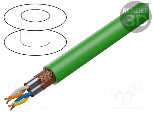 Wire; ETHERLINE® Cat.5e; 5e; stranded; Cu; 2x2x22AWG; FRNC; green