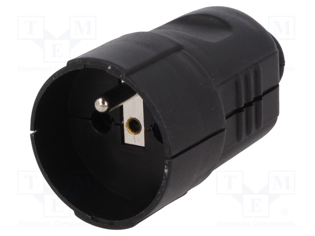 Connector: AC supply; socket; Layout: 2P+PE; black; 230VAC; 16A