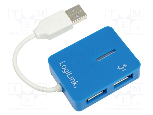 Hub USB; USB 1.1,USB 2.0; PnP; blue; Number of ports: 4; 480Mbps