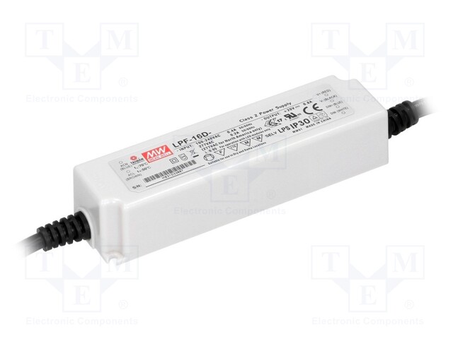 Power supply: switched-mode; LED; 16.08W; 24VDC; 13.2÷24VDC; 0.67A