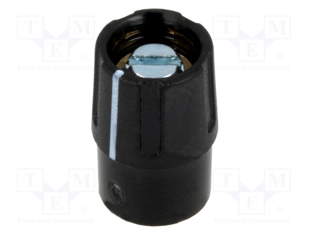 Knob; with pointer; ABS; Shaft d: 4mm; Ø9.5x14mm; black