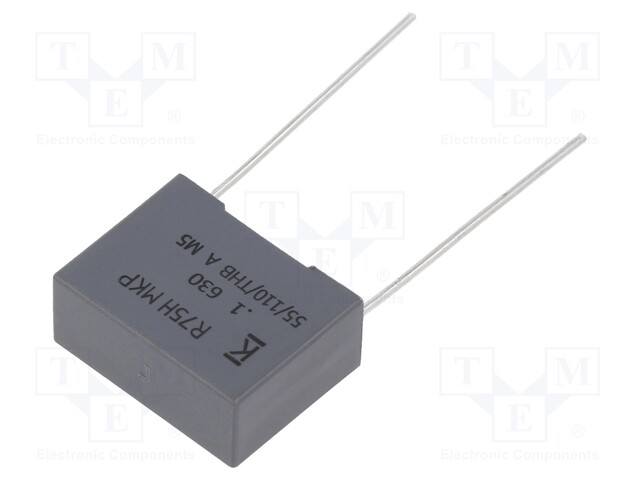 DC Film Capacitor, 0.1 µF, 630 V, Metallized PP, ± 5%, R75H Series, Radial Box