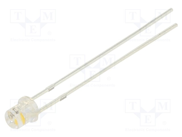 LED; 3mm; white warm; 1120÷1560mcd; 140°; 3÷5V; 20mA; Front: flat