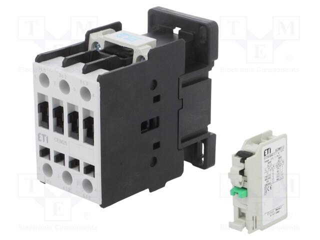 Contactor: 3-pole; NO x3; Auxiliary contacts: NO; 24VAC; 25A; CEM
