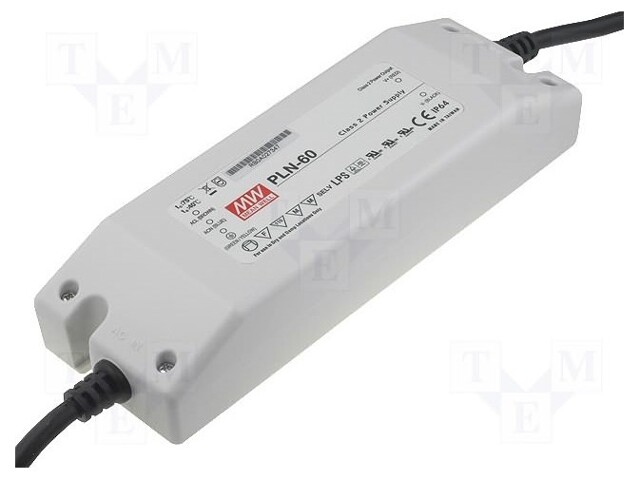 Power supply: switched-mode; LED; 60W; 20VDC; 14÷20VDC; 3A; IP64