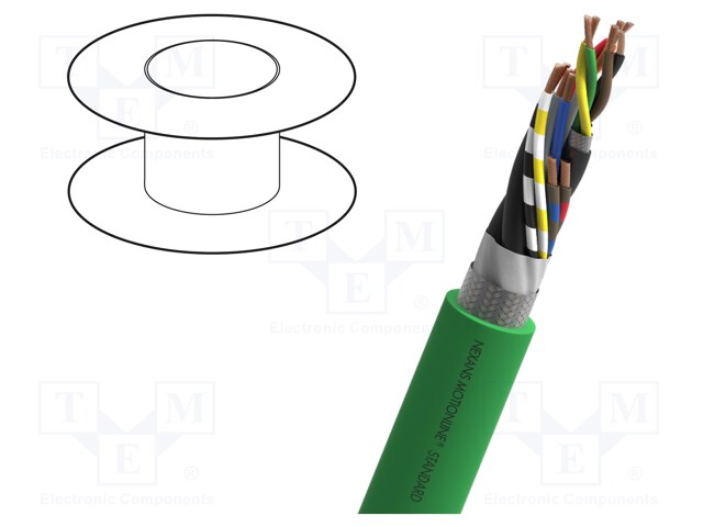 Wire: test lead cable; 4x2x0,34mm2 + 4x0,5mm2; PVC; green; 8.9mm