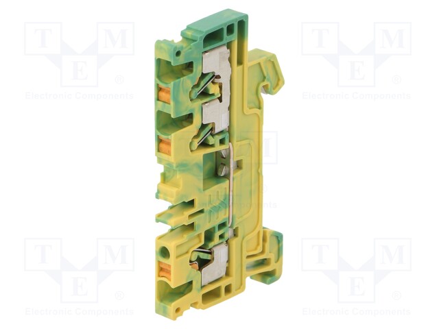 Splice terminal: rail; 2.5mm2; ways: 1; terminals: 3; yellow-green