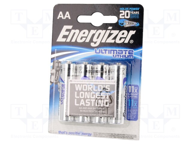 Battery: lithium; 1.5V; AA; ULTIMATE LITHIUM; Batt.no: 4; 3000mAh