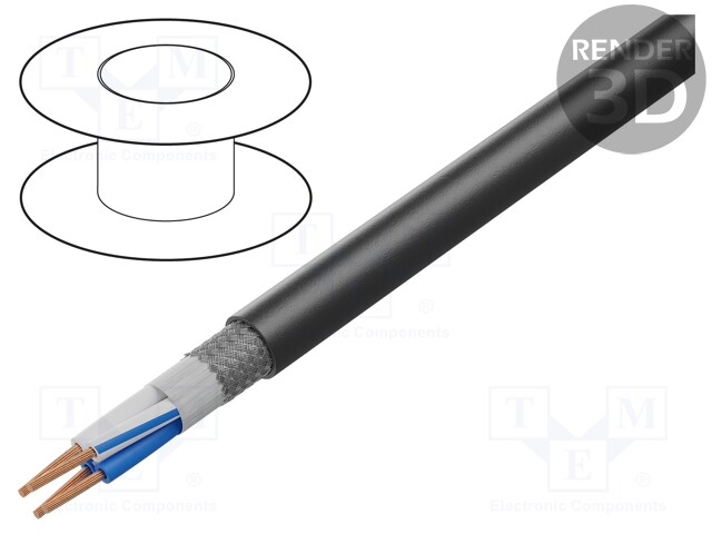 Wire: microphone cable; 4x0,22mm2; black; Cu; PVC; -30÷75°C; Ø6.2mm