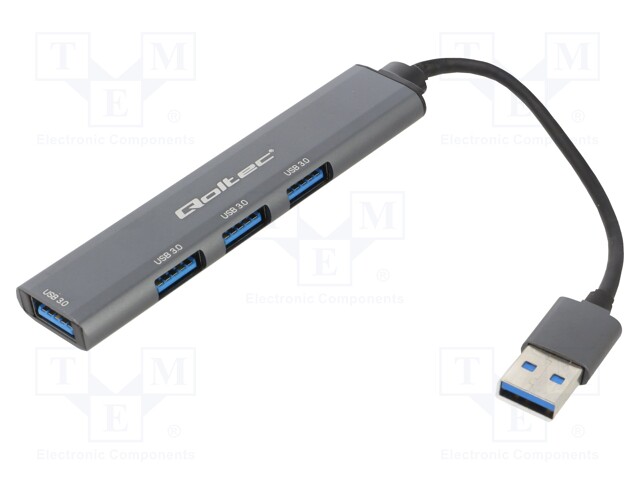 Hub USB; USB A socket x4,USB A plug; USB 3.0; PnP; graphite; 0.1m