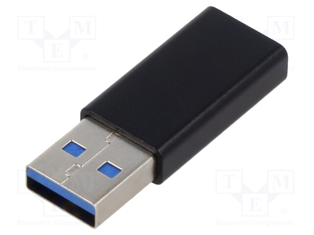 Adapter; USB 3.0; USB A plug,USB C socket; nickel plated; 5Gbps